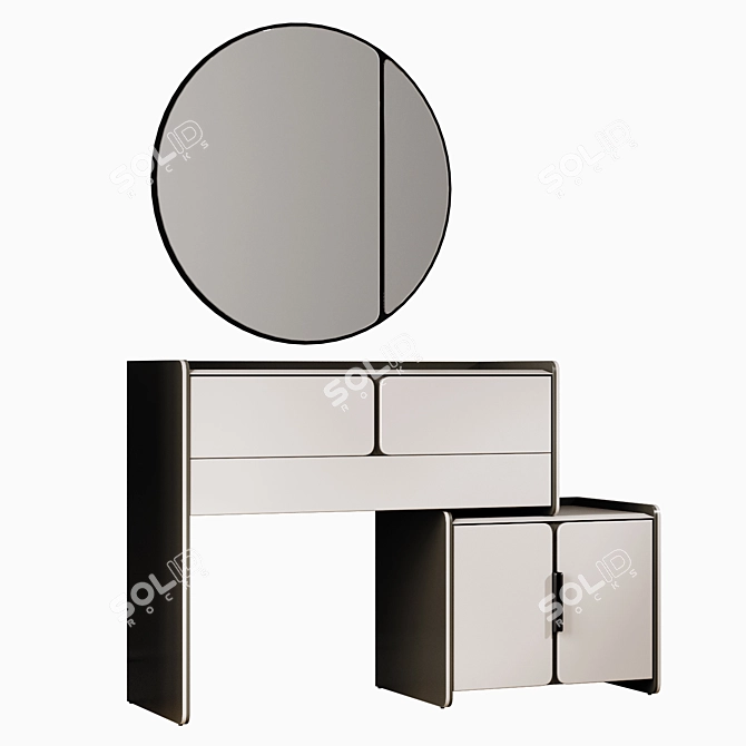 Milan Vanity Table Light Beige Mirror 3D model image 3