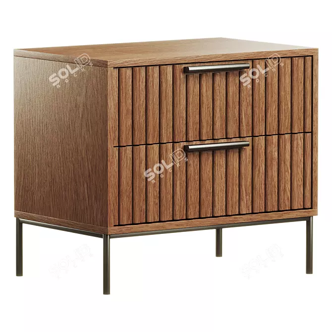 Sleek 2-Drawer Burgess Nightstand 3D model image 1