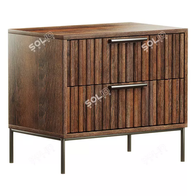 Sleek 2-Drawer Burgess Nightstand 3D model image 3