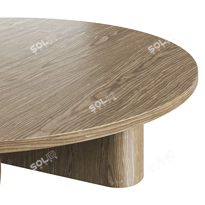 Solid Oak Minimalistic Dining Table 3D model image 3