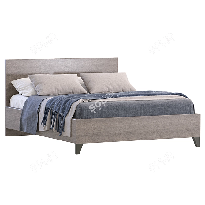 Modern Oak Bed Furniture Set 3D model image 2