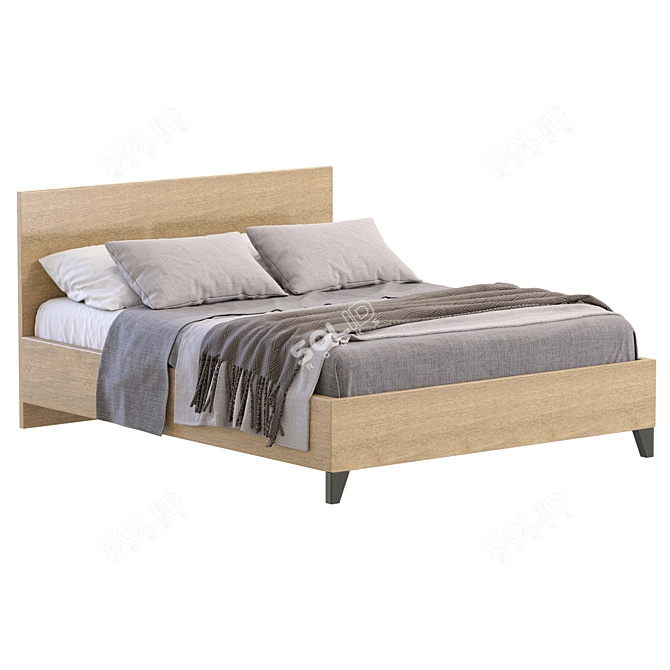 Modern Oak Bed Furniture Set 3D model image 3