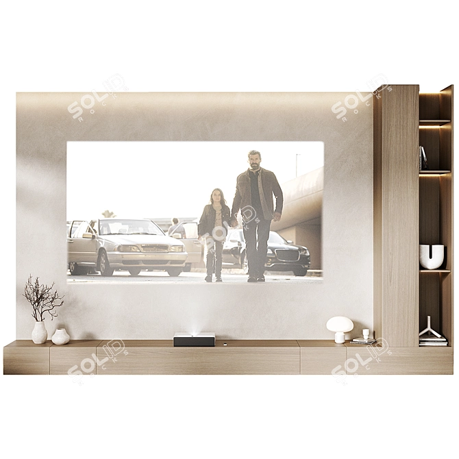 Modern TV Wall Set 2015 3D model image 2