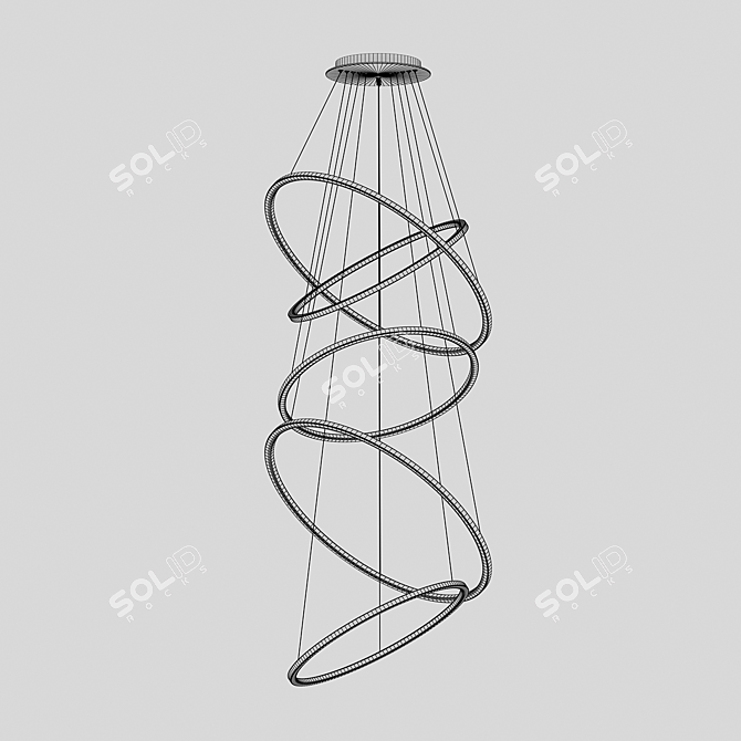 Handcrafted LED Glass Chandeliers 3D model image 4