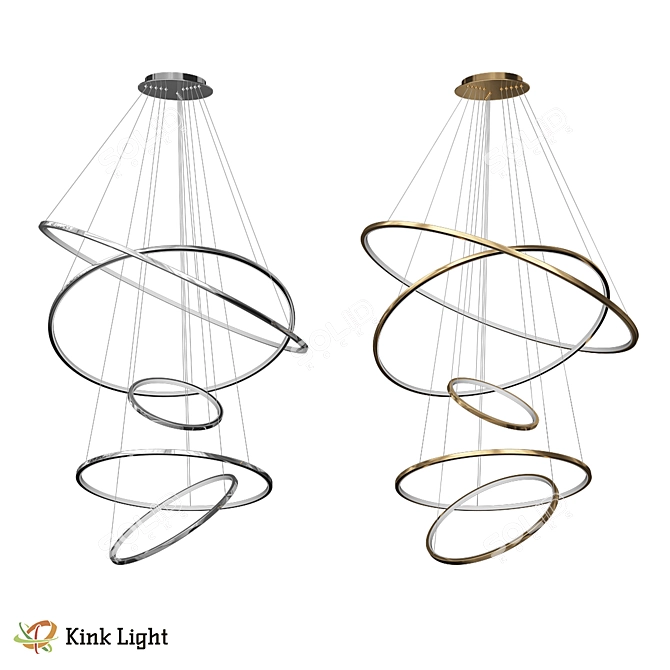 Handcrafted LED Glass Chandeliers 3D model image 5