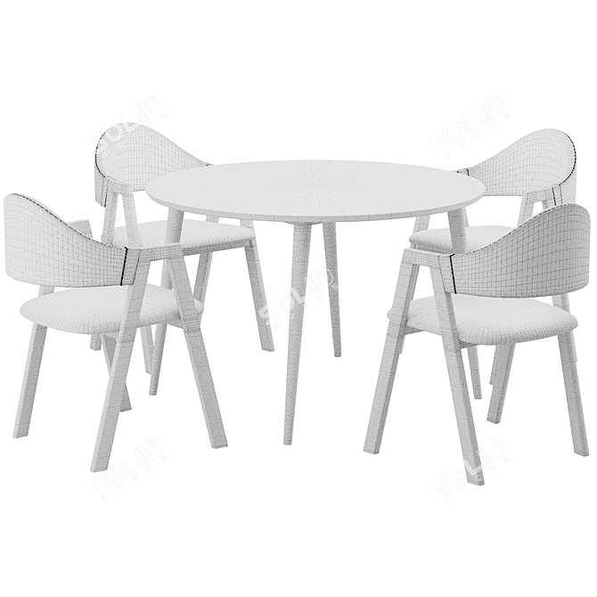 Gray Linen Dining Chair Set 3D model image 7