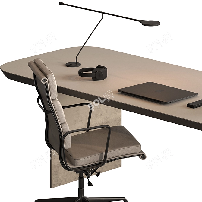 Executive Office Desk - Elegant Design 3D model image 4