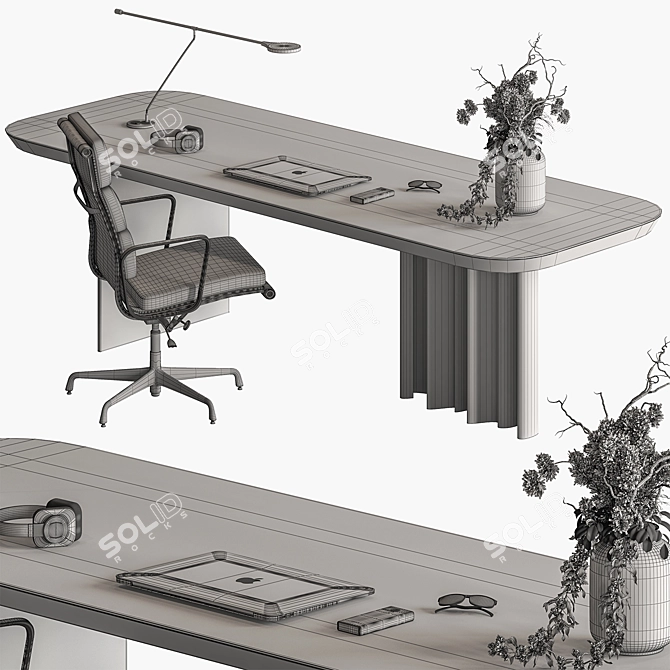 Executive Office Desk - Elegant Design 3D model image 7