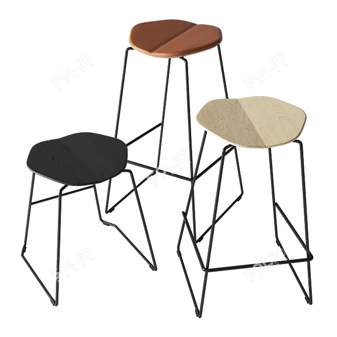 Modern Adjustable Height Bar Stool 3D model image 1