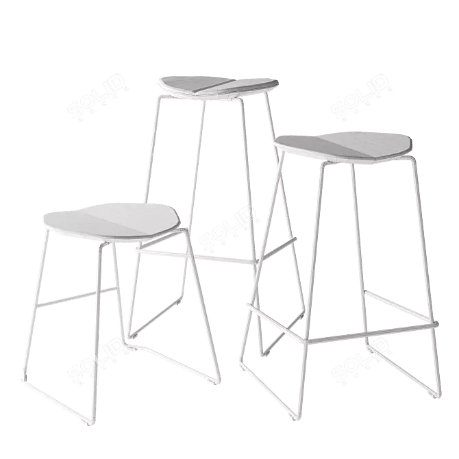 Modern Adjustable Height Bar Stool 3D model image 7