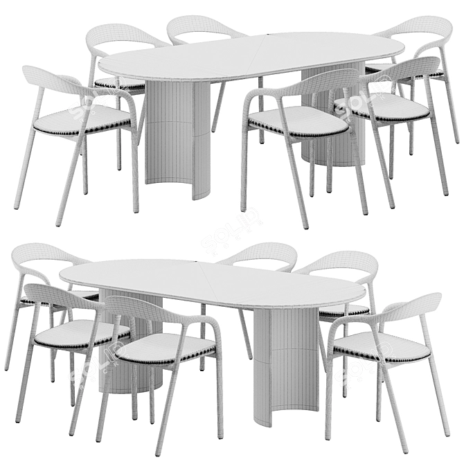 Sleek Modern Dinning Chair Set 3D model image 5