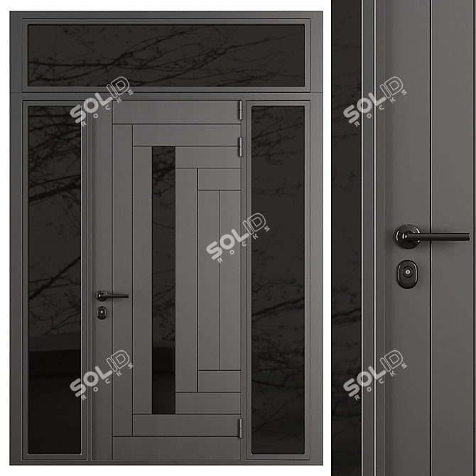 Modern Entry Door Set 80 3D model image 1