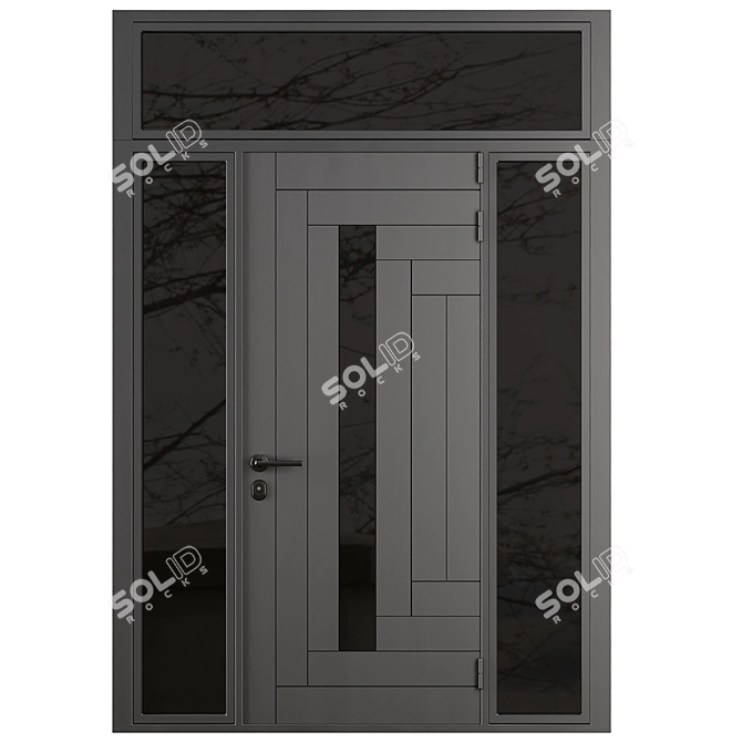 Modern Entry Door Set 80 3D model image 2