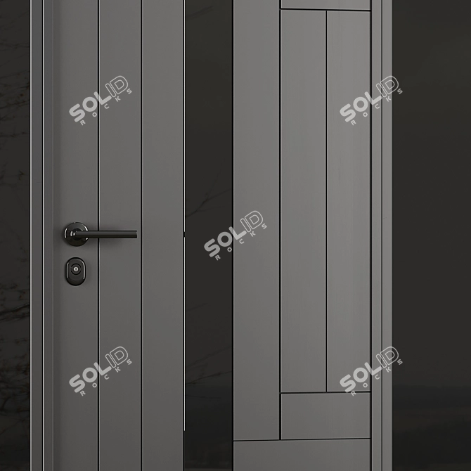 Modern Entry Door Set 80 3D model image 3