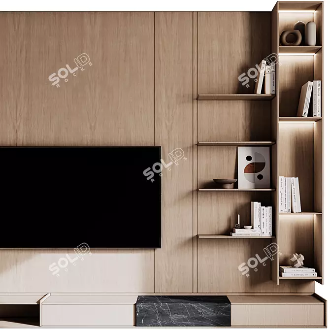 Modern TV Wall 09 Design 3D model image 3