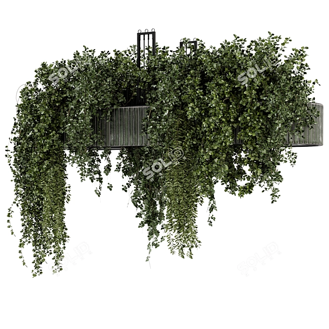 Green Tile Base Hanging Plants 3D model image 2