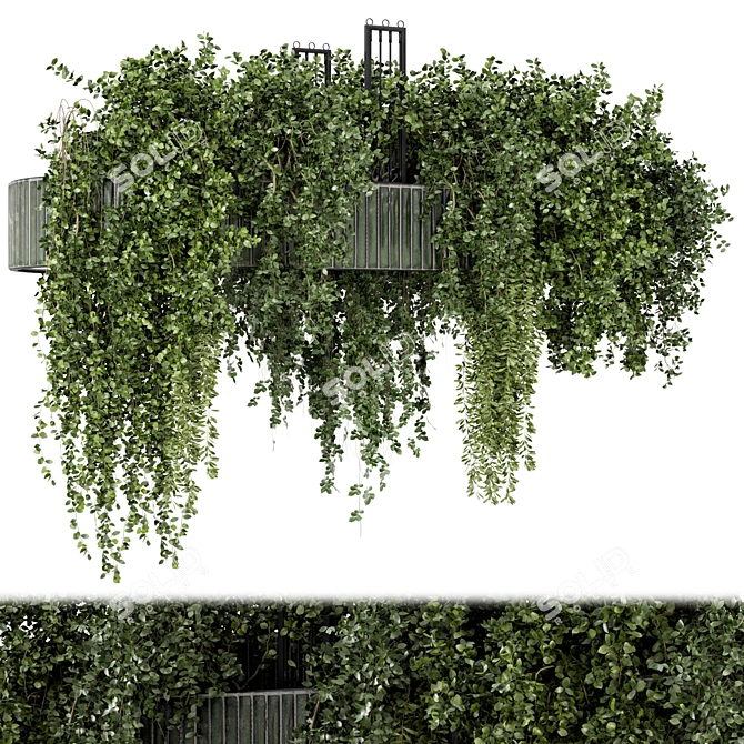 Green Tile Base Hanging Plants 3D model image 3