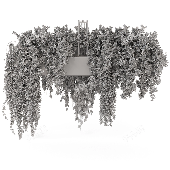 Green Tile Base Hanging Plants 3D model image 5