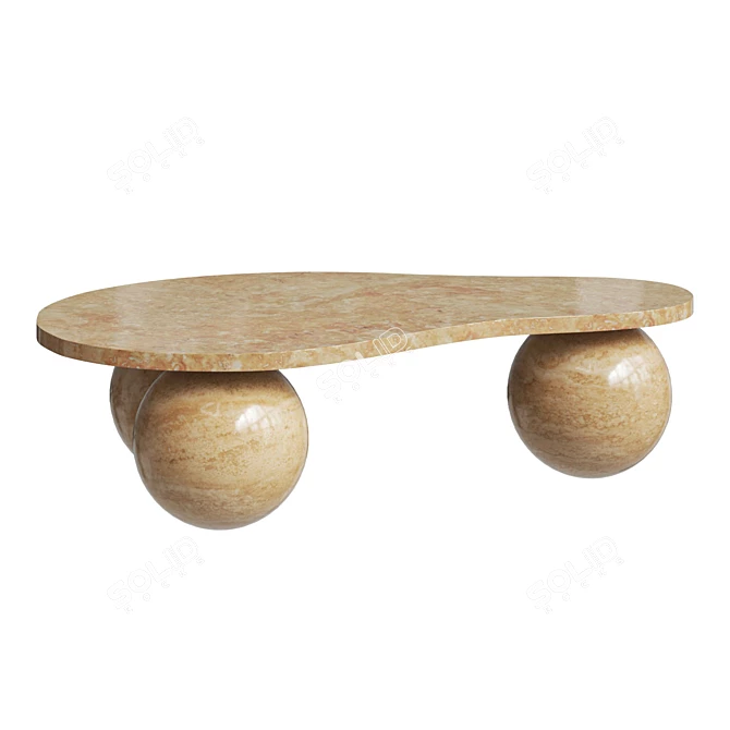 Travertine Sphere Coffee Table 3D model image 1