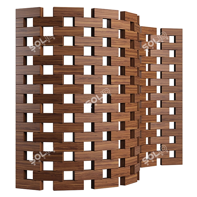 Zen Wood Screen Divider 3D model image 1