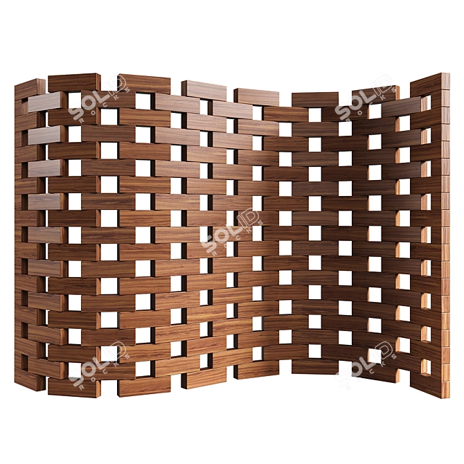 Zen Wood Screen Divider 3D model image 2