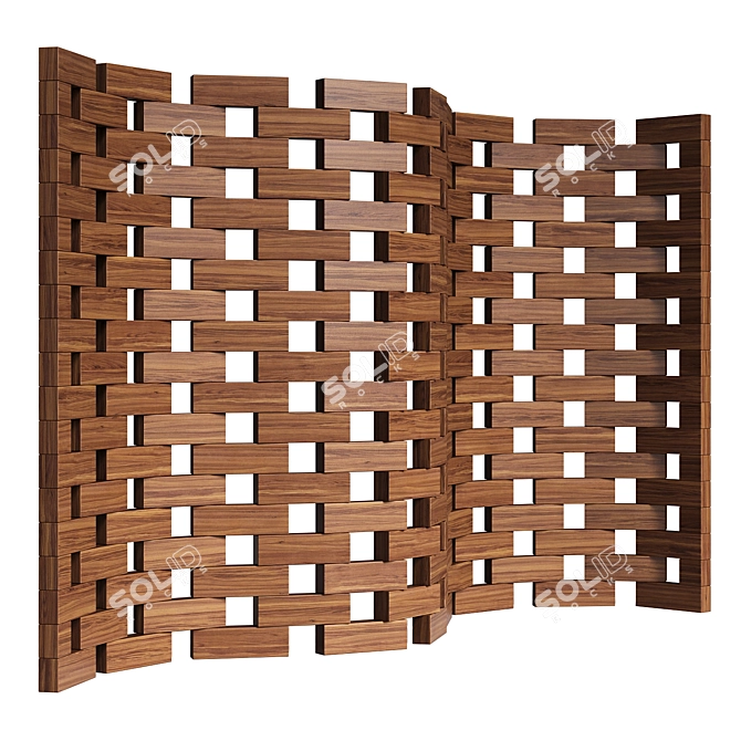 Zen Wood Screen Divider 3D model image 4