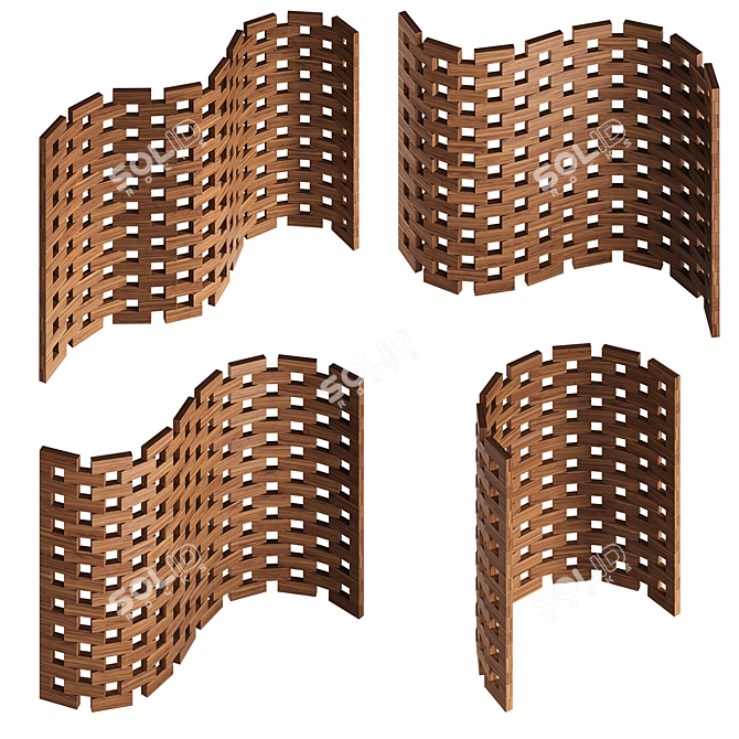 Zen Wood Screen Divider 3D model image 6