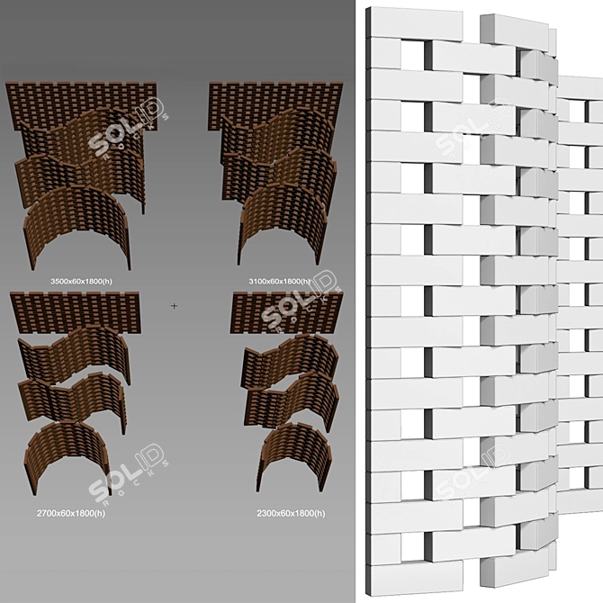 Zen Wood Screen Divider 3D model image 7