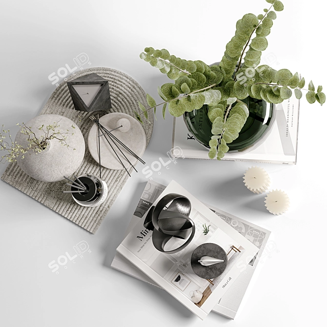 Modern Decor Set with Plants 3D model image 4