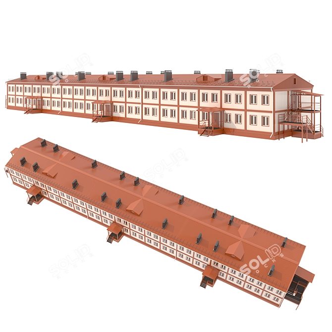 Dual-Story Modular Dorm Construction 3D model image 4