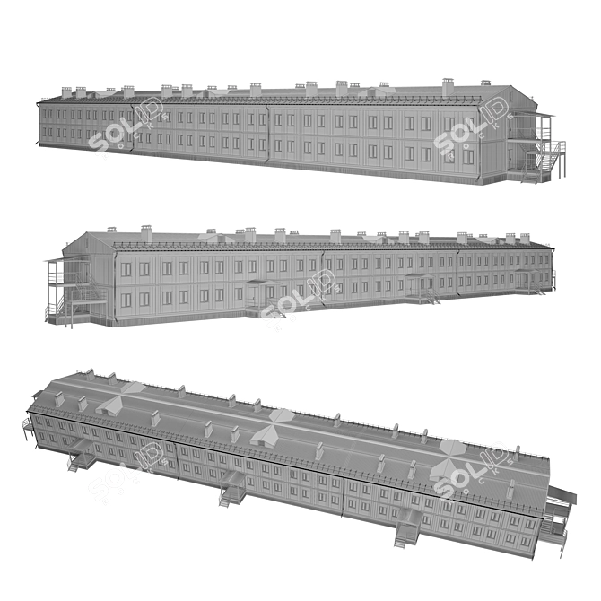 Dual-Story Modular Dorm Construction 3D model image 5