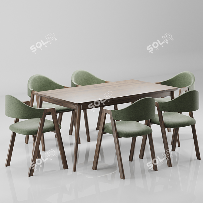 Gray Linen Dining Chair Set 3D model image 1