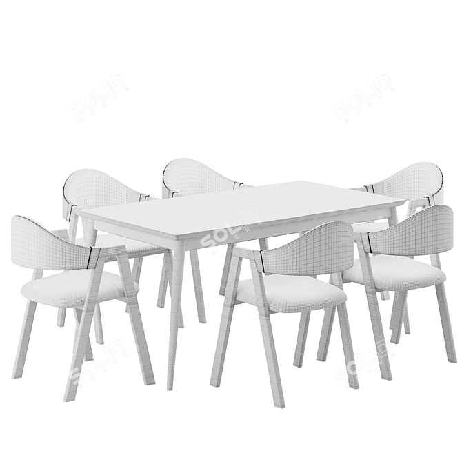 Gray Linen Dining Chair Set 3D model image 7