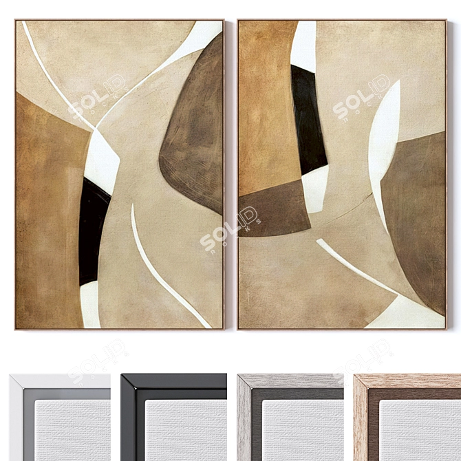 Colorful Framed Wall Paintings Set 3D model image 1