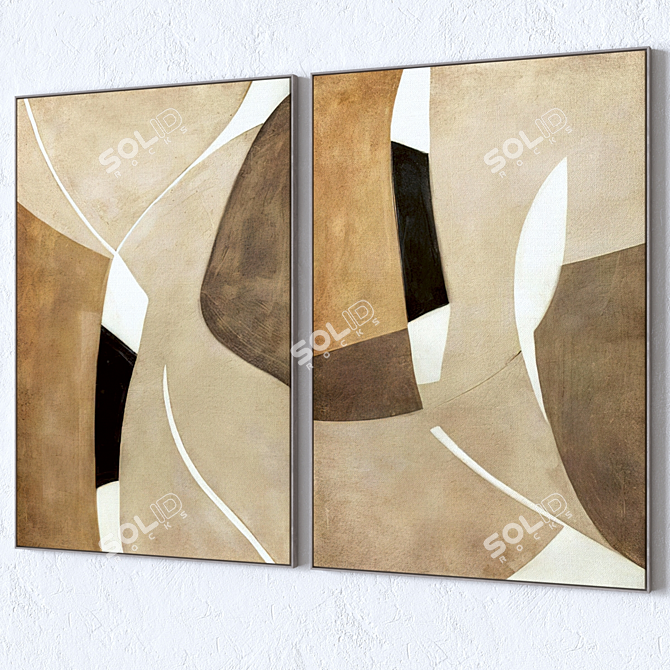 Colorful Framed Wall Paintings Set 3D model image 3