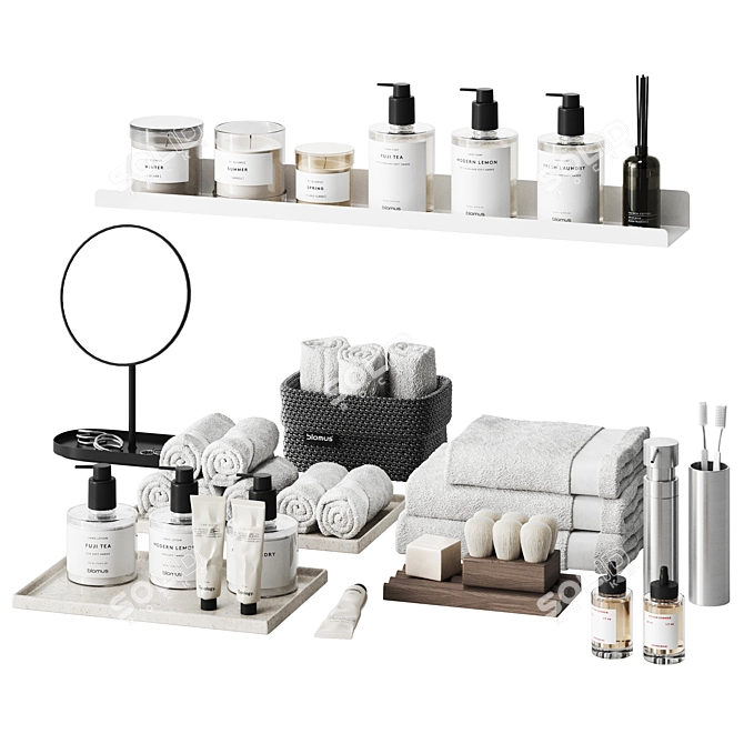 Modern Bathroom Decor Set 3D model image 1