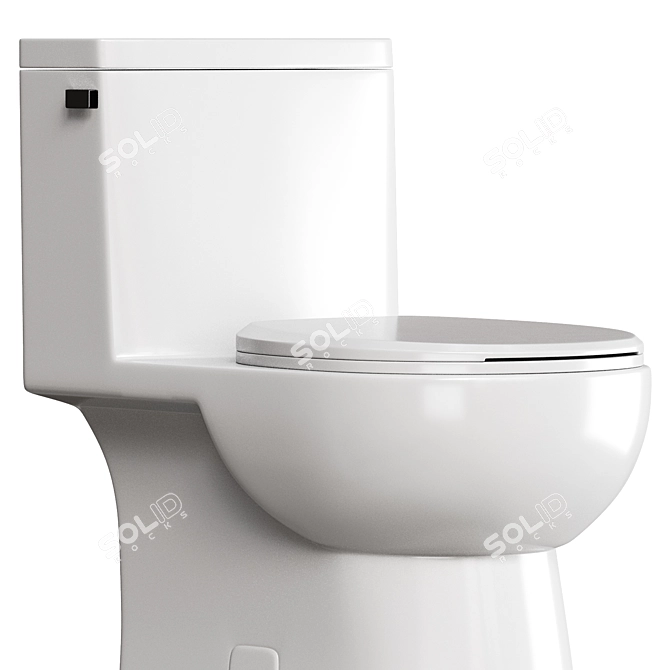 Sleek MALIBU Round Front Toilet 3D model image 2