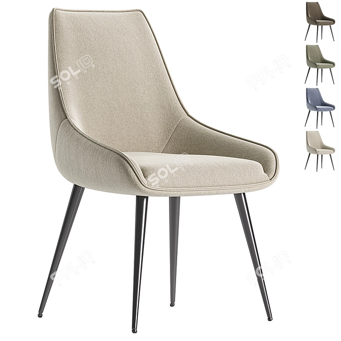 Elegant Fabric Dining Chair Charcoal 3D model image 4