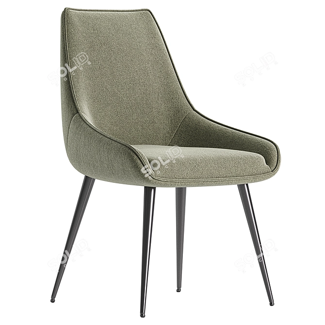 Elegant Fabric Dining Chair Charcoal 3D model image 5