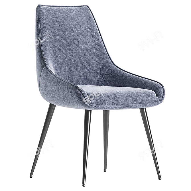 Elegant Fabric Dining Chair Charcoal 3D model image 6