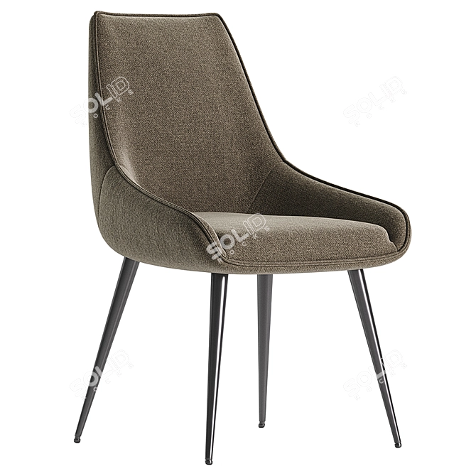 Elegant Fabric Dining Chair Charcoal 3D model image 7