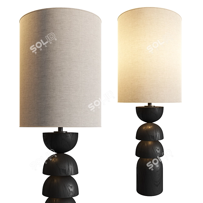 Charred Wood Table Lamp 3D model image 1