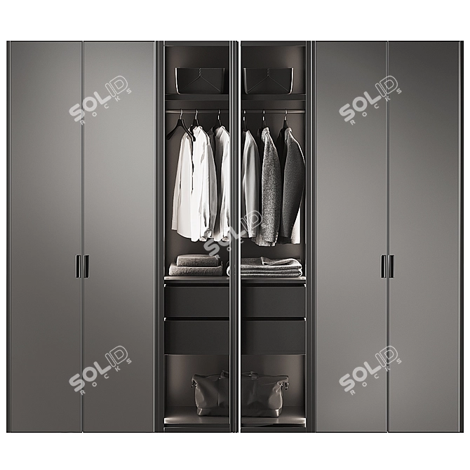 Illuminated Wardrobe 300x65x260 with Adjustable Lighting 3D model image 2