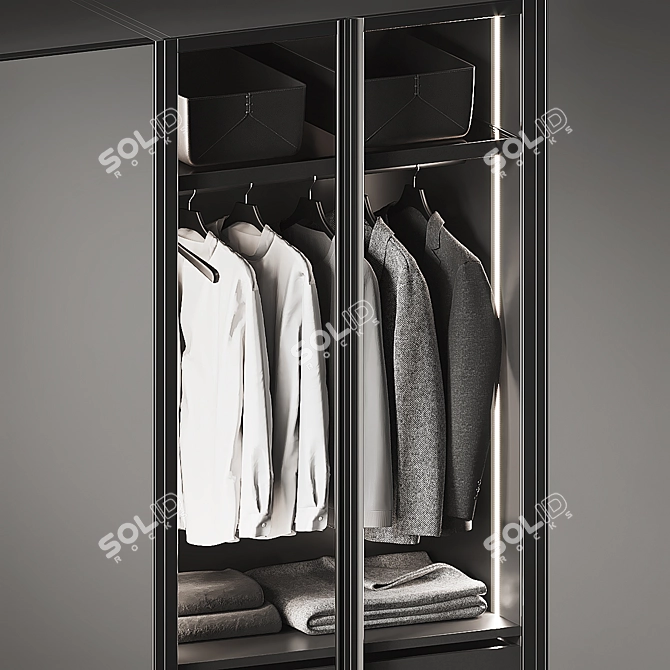 Illuminated Wardrobe 300x65x260 with Adjustable Lighting 3D model image 3