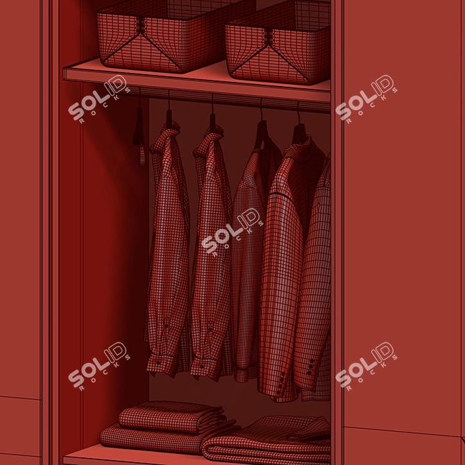 Illuminated Wardrobe 300x65x260 with Adjustable Lighting 3D model image 5