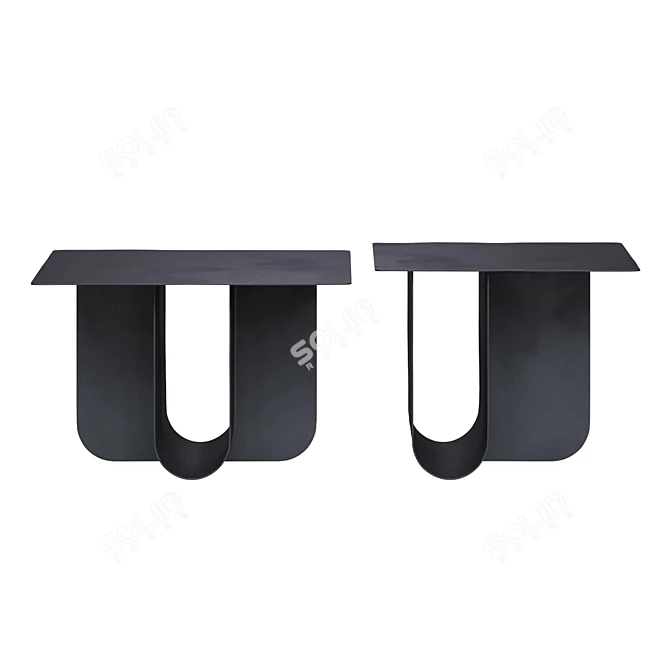 Sleek Glossy Black Coffee Table 3D model image 4