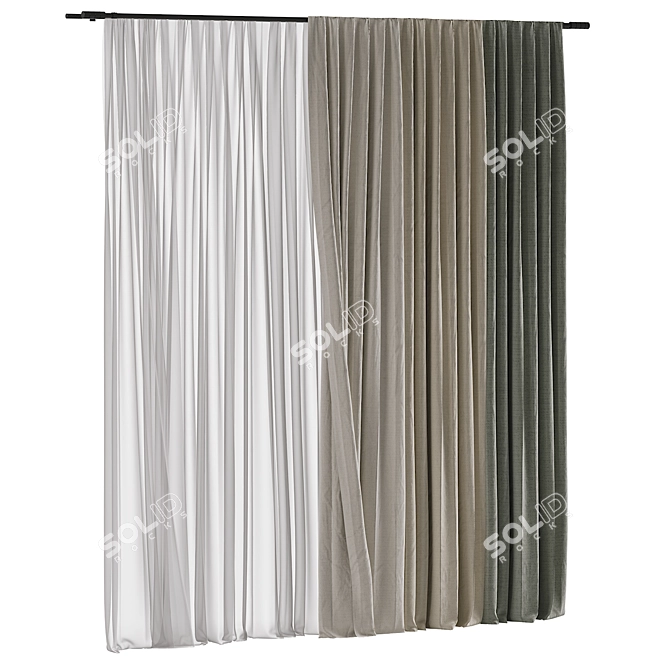  Textured Curtain Design Solution 3D model image 2