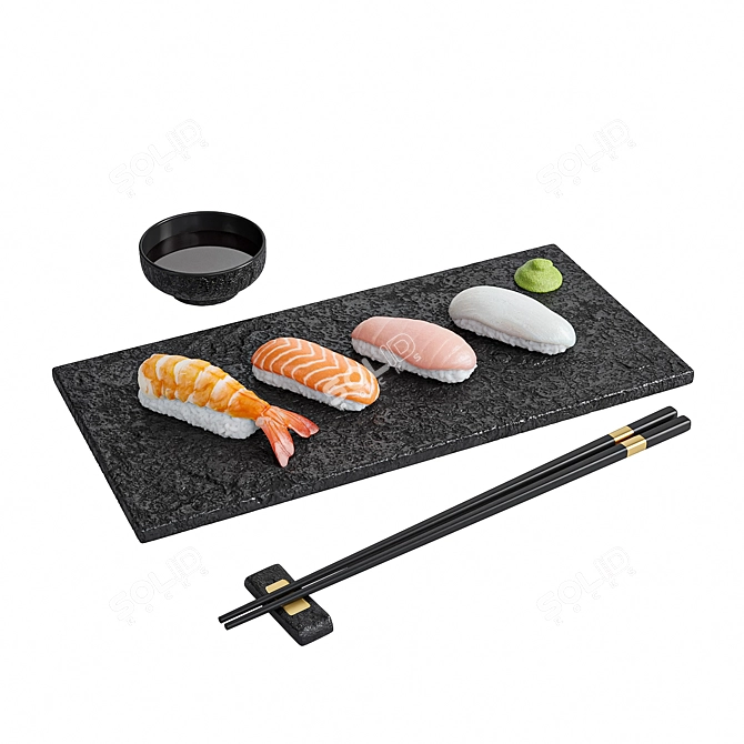  Japanese Sushi Set with Textures 3D model image 1