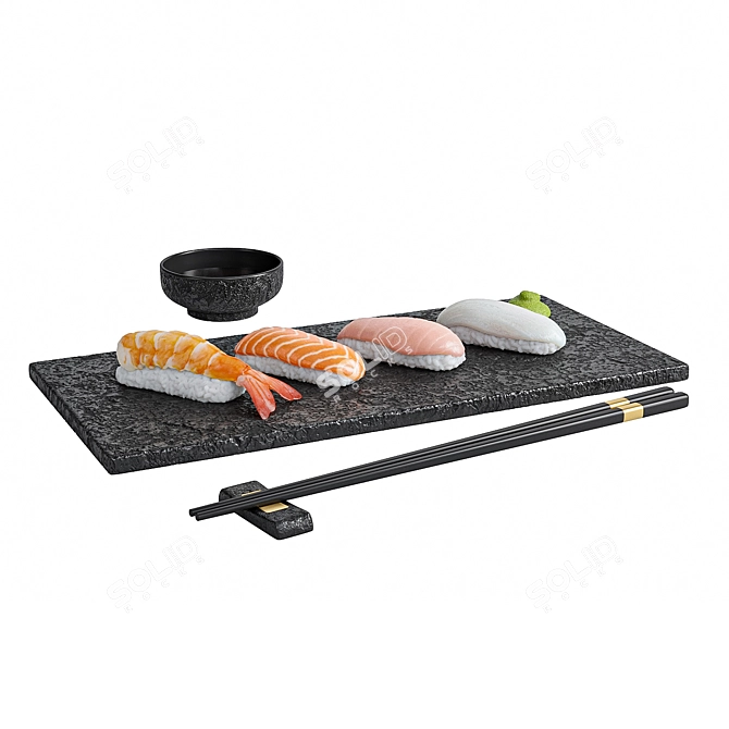  Japanese Sushi Set with Textures 3D model image 2