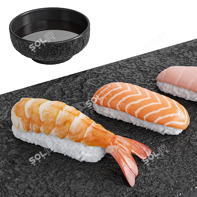  Japanese Sushi Set with Textures 3D model image 3